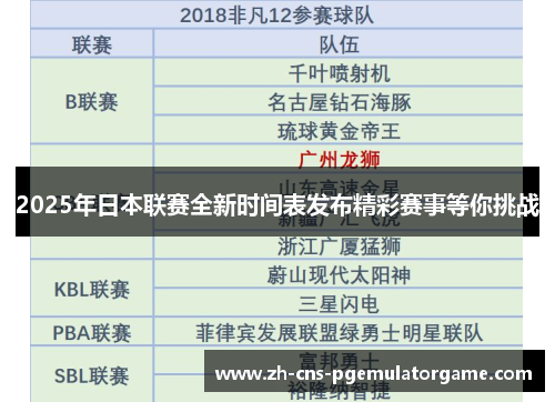 2025年日本联赛全新时间表发布精彩赛事等你挑战