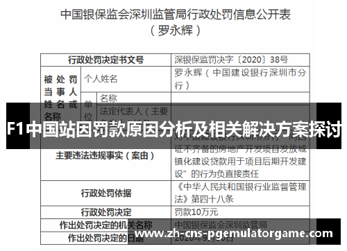 F1中国站因罚款原因分析及相关解决方案探讨