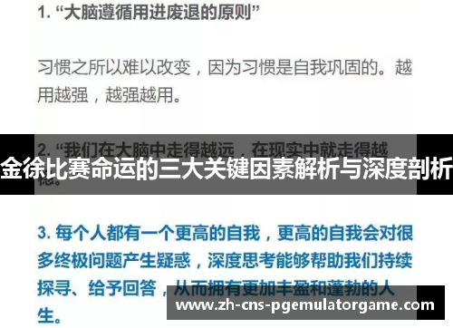 金徐比赛命运的三大关键因素解析与深度剖析