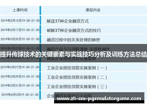 提升传球技术的关键要素与实战技巧分析及训练方法总结
