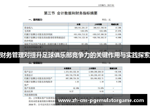 财务管理对提升足球俱乐部竞争力的关键作用与实践探索